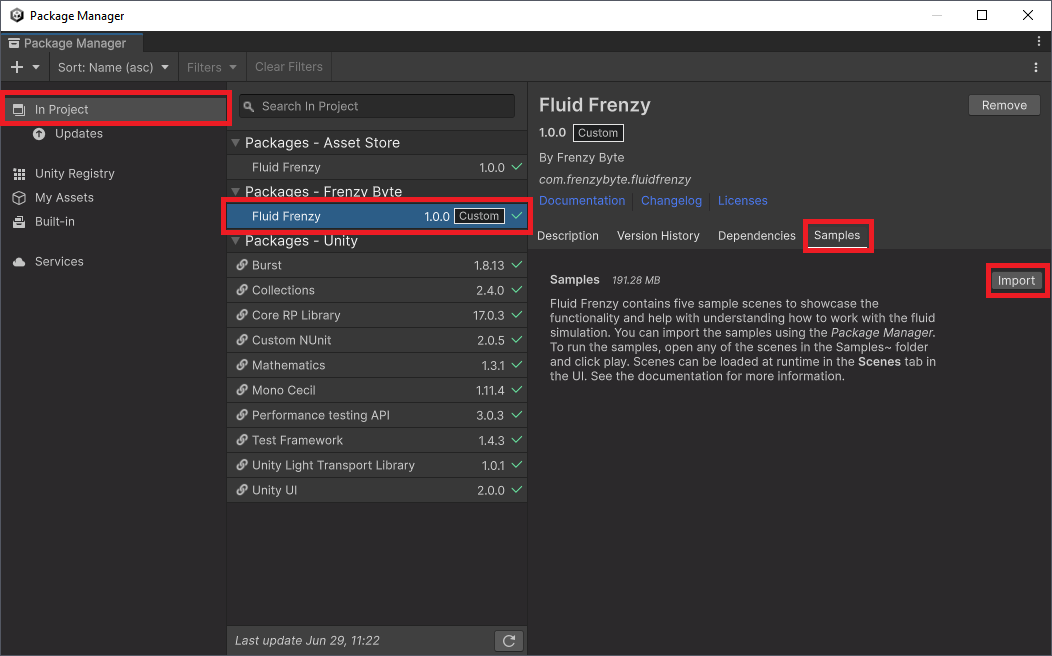 Package Manager Import Scenes